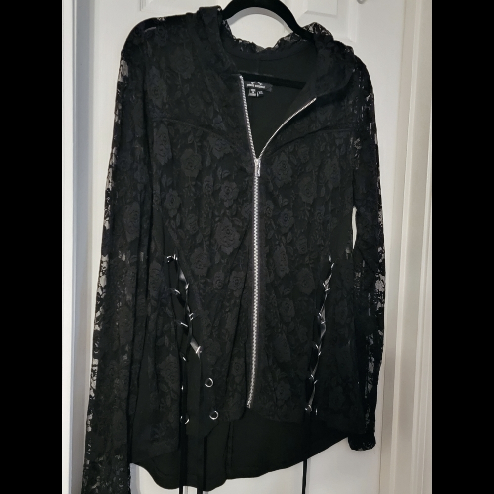 Royal Bones By Tripp Black Lace Girls Hoodie